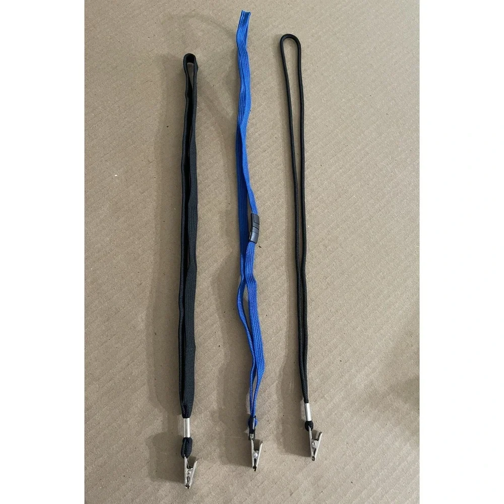 Lanyard ID Badge Neck Strap w/Bulldog Clip-Black & Blue Assortment-100+/- Pieces